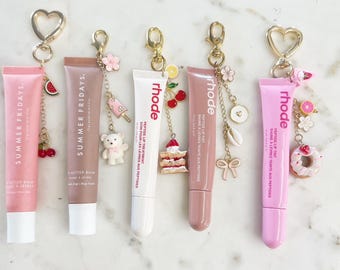 Galentines cute purse, lip gloss, backpack key charm, cherry,teddy bear, cake, donut key chain, choose your style (lip gloss not included)