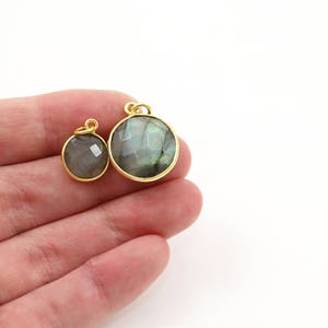 Labradorite Faceted Gemstone Bezel Pendant in Gold Plated over Sterling Rim or Sterling Rim image 4