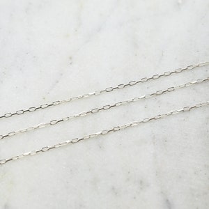 3.4mm x 1mm Dainty Venetian Faceted Elongated Flat Rectangle Cable Chain Box Chain Sterling Silver Sold by the Foot/ Bulk Unfinished Chain