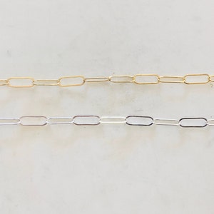 16mm x 5.5mm Light Elongated Flat Drawn Rectangle Cable Box Chain 14K Gold Filled, Sterling Silver Sold by the Foot/ Bulk Unfinished Chain