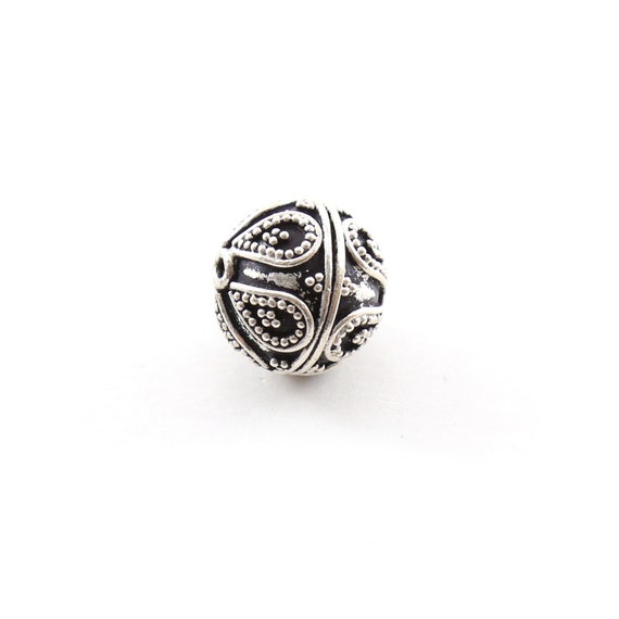 Bali Style Large Sterling Silver Teardrop Patterned 15mm Spacer Bead