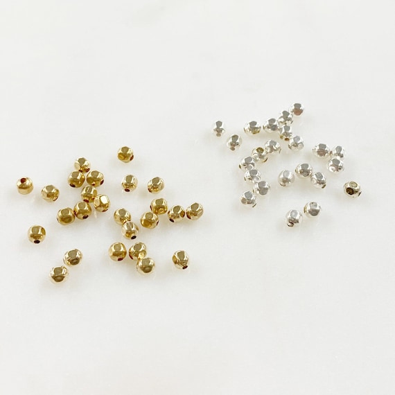 25 Piece 3mm Cubed Beads Choose Your Color Sterling Silver or 14K Gold Filled Jewelry Making Beads