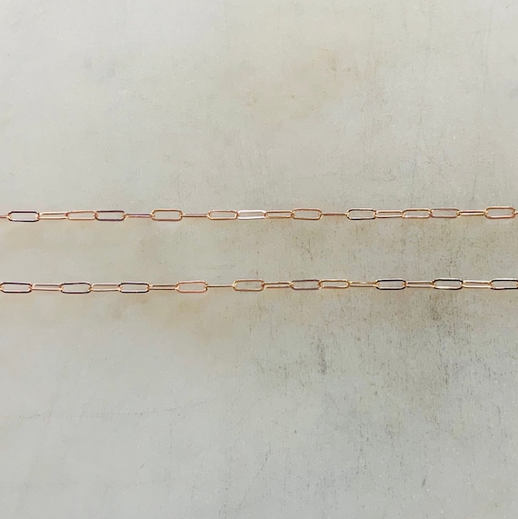 2mm x 5mm Delicate Elongated Flat Rectangle Cable Chain Box Chain Rose Gold Filled Permanent Jewelry Sold by the Foot/ Bulk Unfinished Chain
