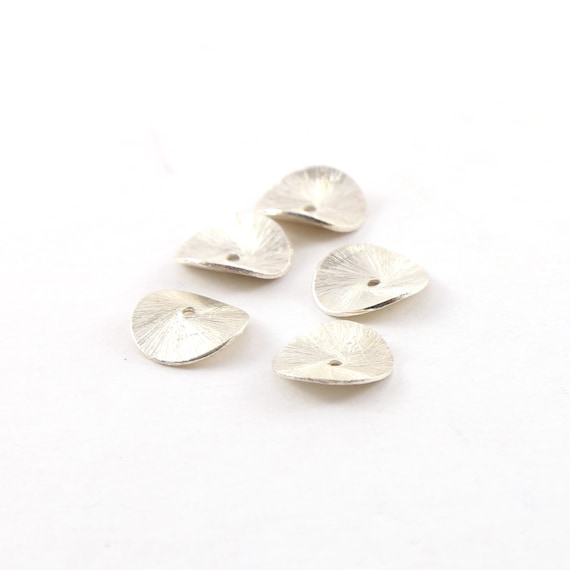 5 Pieces 12mm Sterling Silver Wavy Disc Rondelle Bead Potato Chip Spacer Beads