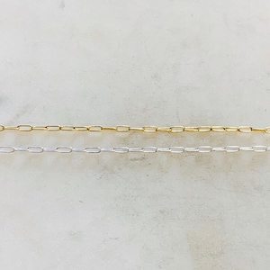 Gold or Silver Plated Base Metal  Delicate Elongated Rectangular Link Cable Chain Box Chain Chain By the Foot / Bulk Unfinished Chain