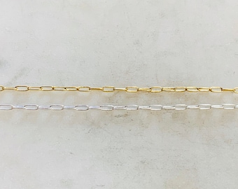 Gold or Silver Plated Base Metal  Delicate Elongated Rectangular Link Cable Chain Box Chain Chain By the Foot / Bulk Unfinished Chain