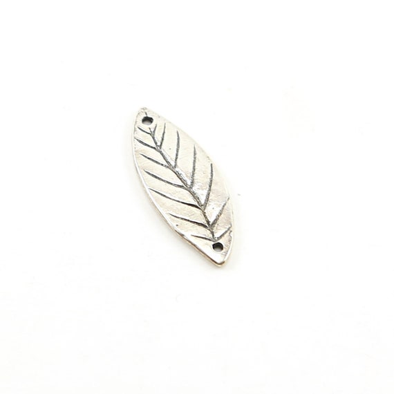 Sterling Silver Detailed Leaf Connector Bar Love Life Inspirational Charm Nature Inspired Charms