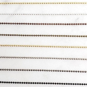 Catena a sfere sottile e delicata da 1 mm in metallo di base placcato oro lucido, argento o oro opaco, per targhette per cani / catena al metro / catena non rifinita