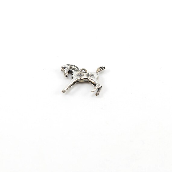 Thick 3D Running Horse Pendant Good Luck Horse Lover Charm in Sterling Silver