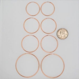 1 Pair 14K Rose Gold Filled Small Endless Hoop Earrings ,30mm,35mm,40mm, 50mm Earring Wires Earring Component imagem 2