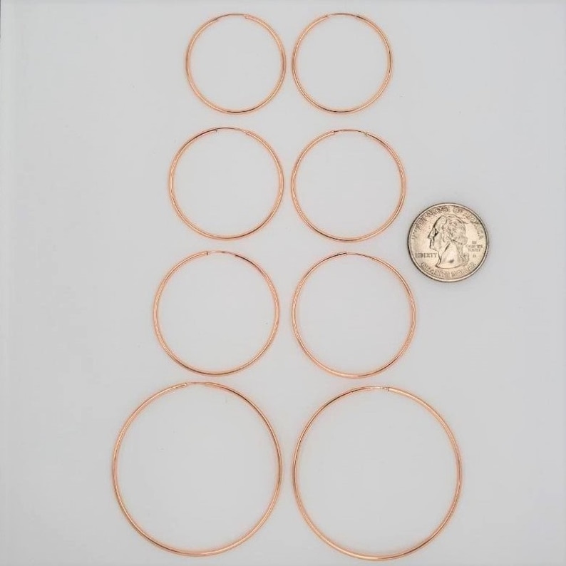 1 Pair 14K Rose Gold Filled Small Endless Hoop Earrings ,30mm,35mm,40mm, 50mm Earring Wires Earring Component image 2