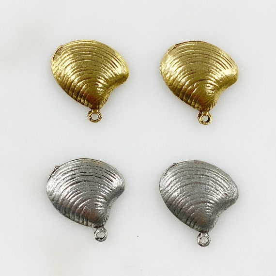 2 Piece Sea Shell Charm Pewter Base Metal Charm Choose Your Color Antique Gold or Antique Silver