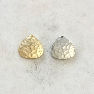 Pewter metal textured hammered  domed charm pendant earring component or necklace charm pendant jewelry supplies matte gold or silver