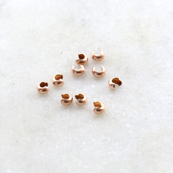 10 Pieces Small Crimp Bead Cover 3mm Rose Gold Filled Stringing Bead Supplies