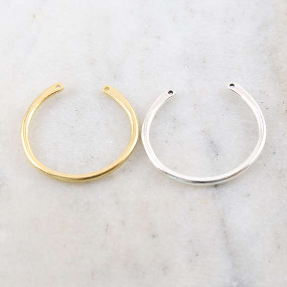 Large Pewter Base Metal Double Top Loop Horse Shoe Arc Curve U Shape Connector Open Circle Charm Gold or Silver
