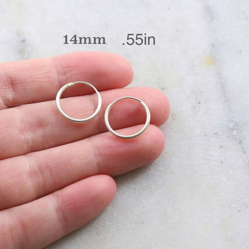 1 Pair Sterling Silver Small Endless Hoop Earrings 18mm, 16mm, 14mm, 12mm, 10mm Earring Wires Earring Hook Component image 7