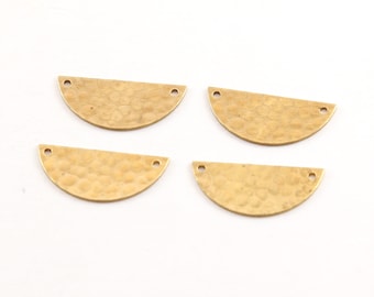 4 Pieces Small Lightweight Raw Brass Metal Stamping Blank Half Circle Connector Charm Pendant