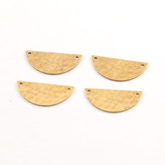 4 Pieces Small Lightweight Raw Brass Metal Stamping Blank Half Circle Connector Charm Pendant