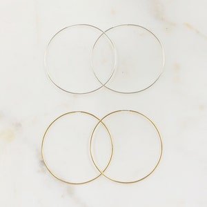 1 Pair 14K Gold Filled or Sterling Silver Very Large Endless Hoop Earring Choose Your Style 65mm Earring Wires Earring Hook Component image 1