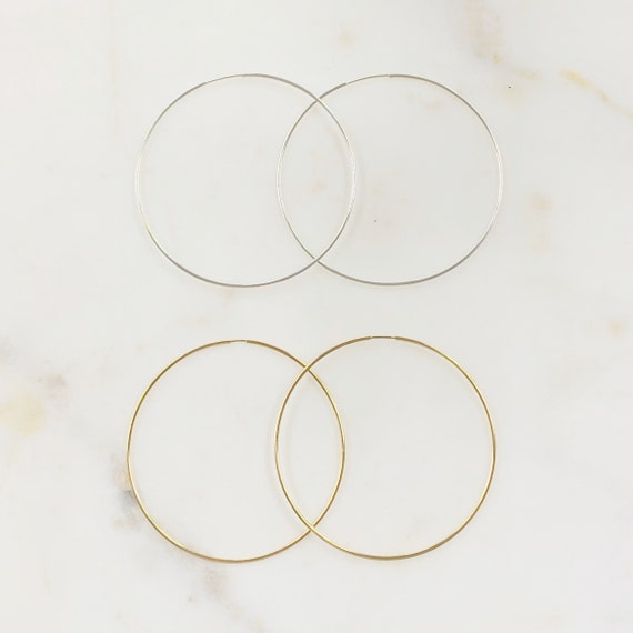 1 Pair 14K Gold Filled or Sterling Silver Very Large Endless Hoop Earring Choose Your Style 65mm Earring Wires Earring Hook Component