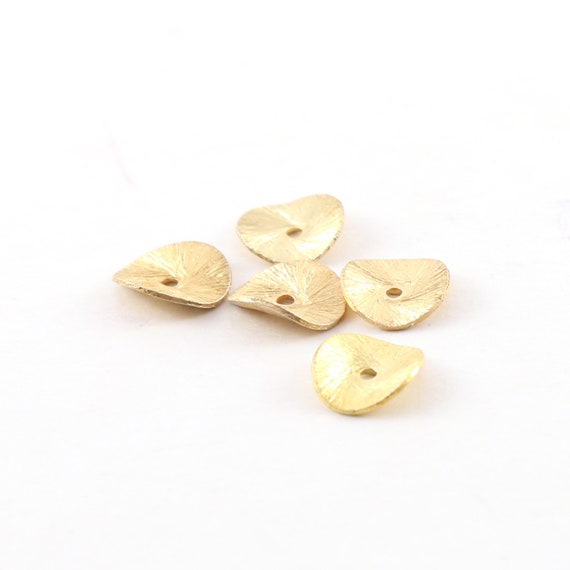 5 Pieces 10mm Vermeil Wavy Disc Rondelle Bead Potato Chip Spacer Beads