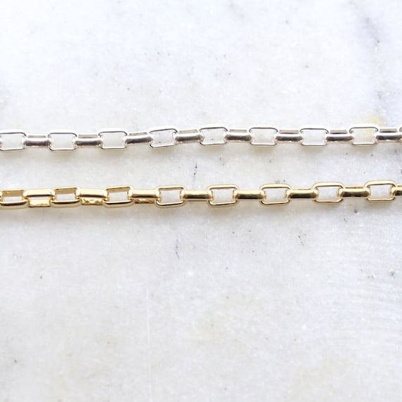 Gold or Silver Plated Base Metal Thick Rectangular Chain / Chain by the Foot