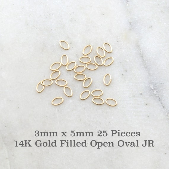 25 Pieces 3mm x 5mm 14K Gold Filled Open Oval Jump Rings Charm Links Jewelry Making Supply Findings
