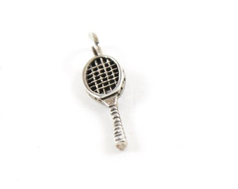 Sterling Silver Tennis Racket Charm Sport Athlete Pendant