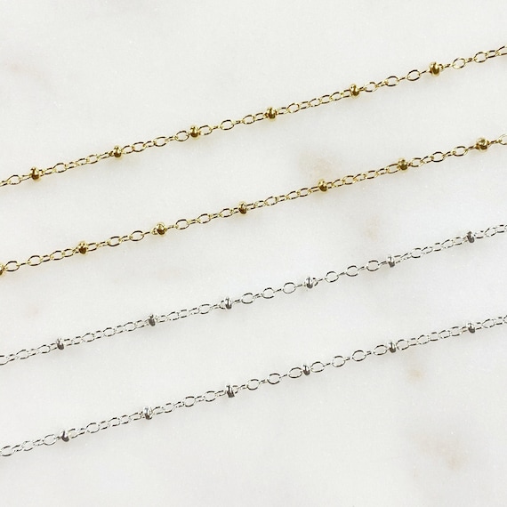 Dainty Thin Satellite Chain 14K Gold Filled or Sterling Silver Dainty Modern Choker Necklace Permanent Jewelry Chain / sold by foot