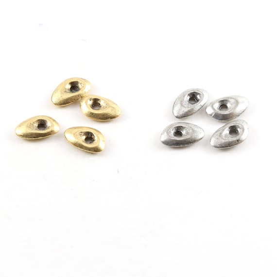 4 Pieces Pewter Metal Oblong Abstract Thick Open Oval Teardrop Rounded Tag Charm 10mm x 6mm in Antique gold or Antique Silver