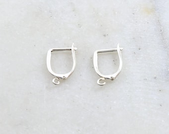 1 pair sterling silver square top leverback earring hooks earring component