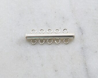 Sterling Silver 2-Strand Tube Slide Clasp – 16mm, 925 Silver Jewelry Finding