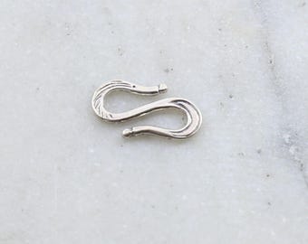 Large sterling silver s hook clasp with etched design jewelry making supplies chain findings