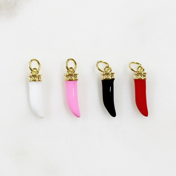 Enamel Curved Horn Charm Choose Your Color Gold Plated Dagger Charm Jewelry Making Charms
