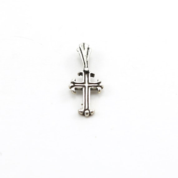 Sterling Silver Dainty Cross Charm with Bail Pendant Religious Spiritual Catholic Pendant