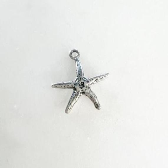 Sterling Silver Starfish Charm Textured 15mm Ocean Sea Animal Jewelry Making Charm