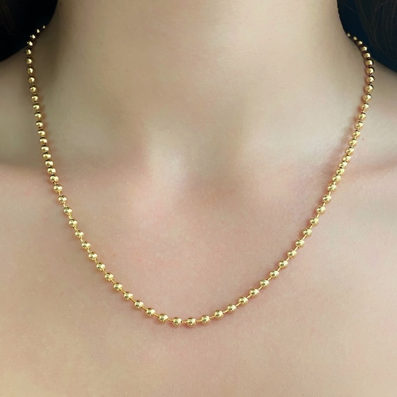 Ready to Wear 16k Gold Plated 3.2mm Ball Chain Necklace