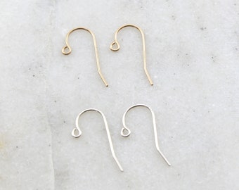 1 Pair Dainty Simple Ear Wire Earring Wires Earring Hook Component in Sterling Silver or 14K Gold Filled