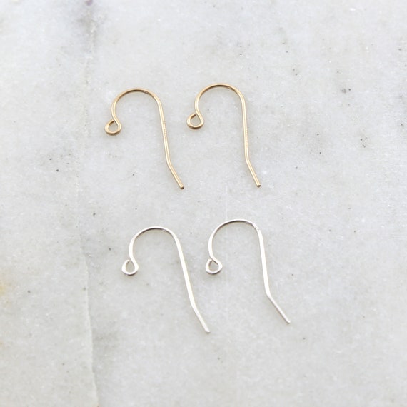 1 Pair Dainty Simple Ear Wire Earring Wires Earring Hook Component in Sterling Silver or 14K Gold Filled