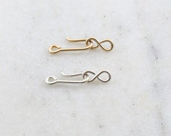 Tiny Hook and Eye Infinity Clasp Set in Sterling Silver or 14K Gold Filled Jewelry Making Supplies Chain Findings