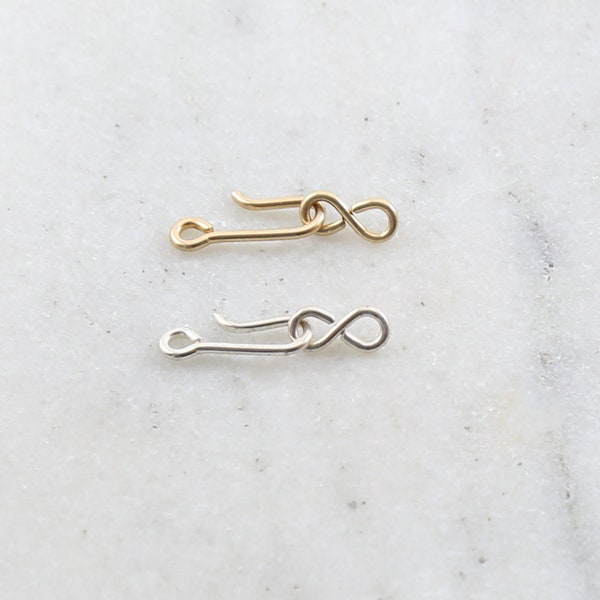 Tiny Hook and Eye Infinity Clasp Set in Sterling Silver or 14K Gold Filled Jewelry Making Supplies Chain Findings