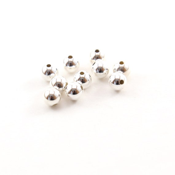 10 Pieces 5mm Smooth Seamless Round Sterling Silver 925 Spacer Beads