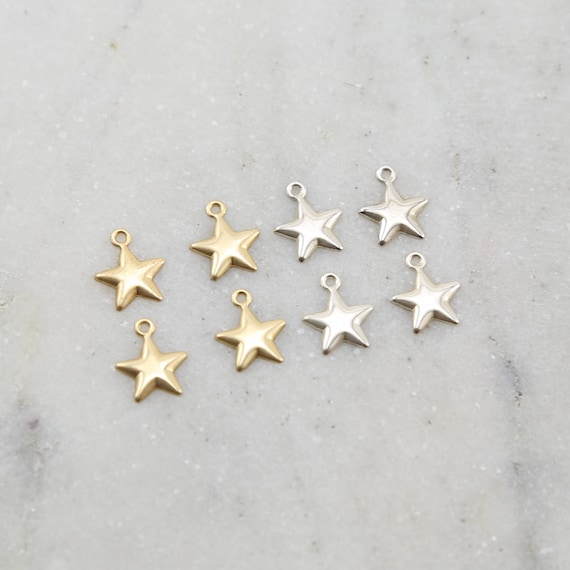 4 Pieces Delicate Lightweight Star Charm in Sterling Silver and 14K Gold Filled