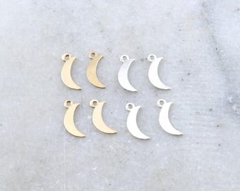 4 pieces 14k gold filled, sterling silver crescent moon lightweight delicate accent charms