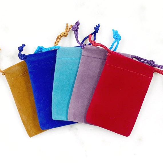 5 Pieces Small 2" x 3"  Velveteen Drawstring Bag Pouch Wedding Favors, Jewelry Packaging, Coin Storage, Small Gift Bag / Choose your Color