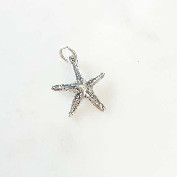 Large Textured Sterling Silver Starfish Charm Ocean Inspired Nautical Sea Life Pendant