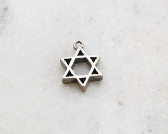 Thick Smooth Sterling Silver Star of David Charm Religious Pendant