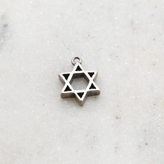 Thick Smooth Sterling Silver Star of David Charm Religious Pendant