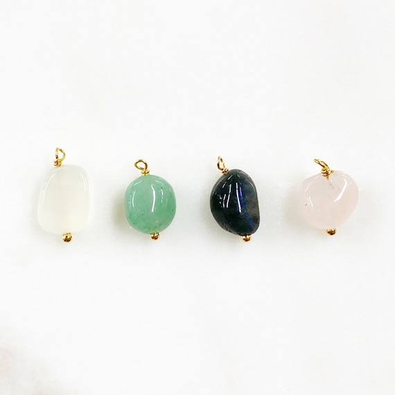 Gemstone Gold Plated Charm Natural Shape Gem Charm Choose Your Color Organic Stone Jewelry Making Charms