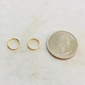 2 Pieces 10mm Shiny Gold Smooth Connector Ring Open Circle Charm 14K Gold Filled Permanent Jewelry image 2